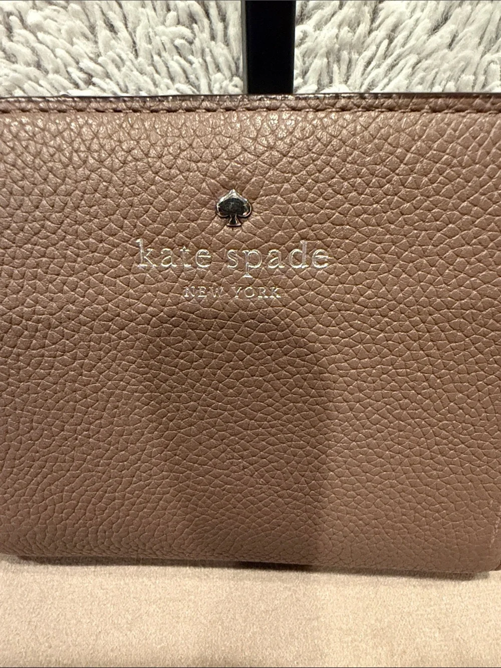 kate spade Brown Pebbled Leather Zip Around Wallet